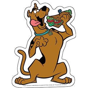 SCOOBY DOO Scooby with Sandwich Sticker Decal - 2.5x5.75 Inch - Hanna Barbera Velma Shaggy Animated Classic Vinyl Decal Sticker Craft Supply