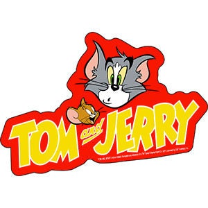 TOM & JERRY Logo Sticker Decal - 5x3.5 Inch - Hanna Barbera Tom Cat Nibbles Spike Bulldog Animated Classic Vinyl Decal Sticker Craft Supply