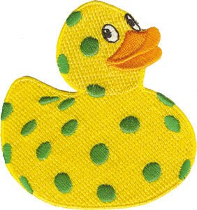 Polka Dot Rubber Ducky Patch - 3x2.25 Inch - Embroidered Patch Applique Craft Supply