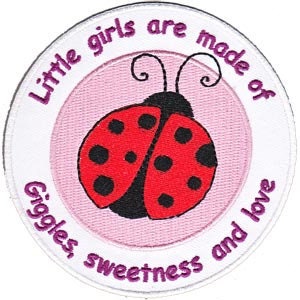Little Girls Round Patch - 3.6 Inch - Embroidered Patch Applique Craft Supply