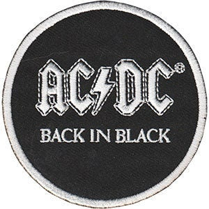 AC/DC Back In Black Patch - 3 Inch Round - Embroidered Rock Band Patch Applique Craft Supply