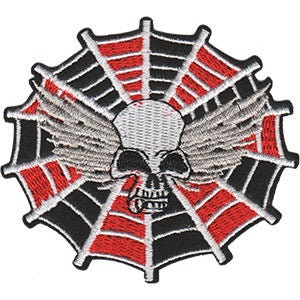 WEB SKULL Patch - 2.7x3 Inch - Embroidered Patch Applique Craft Supply