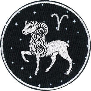 ARIES Zodiac Sign Patch - 3 Inch Round - Horoscope Zodiac Sign Embroidered Patch Applique Craft Supply