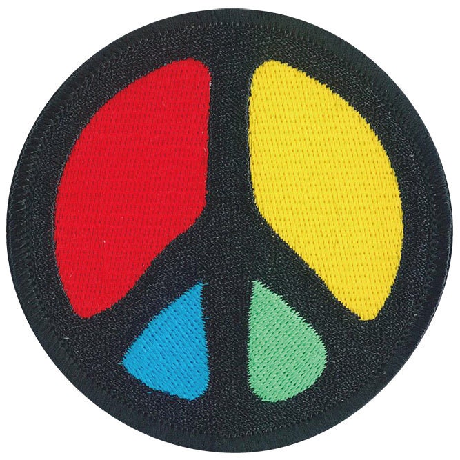 Primary Colored Peace Sign Patch - 3 Inch - Embroidered Patch Applique Craft Supply