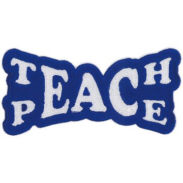 TEACH PEACE In Blue Patch - 4.2x2.2 Inch – Embroidered Patch Applique Craft Supply