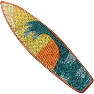 WAVE SURFBOARD Patch - 1.1x4 Inch - Beach Sun Ocean Vacation Summer Swimming Embroidered Patch Applique Craft Supply