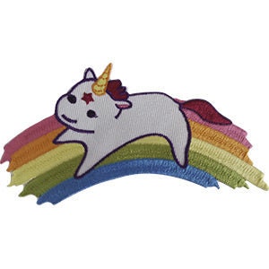 JSX Unicorn Riding Rainbow 3.8"x2" Patch Rainbow Pride Flag LGBTQ+ Embroidered Patch