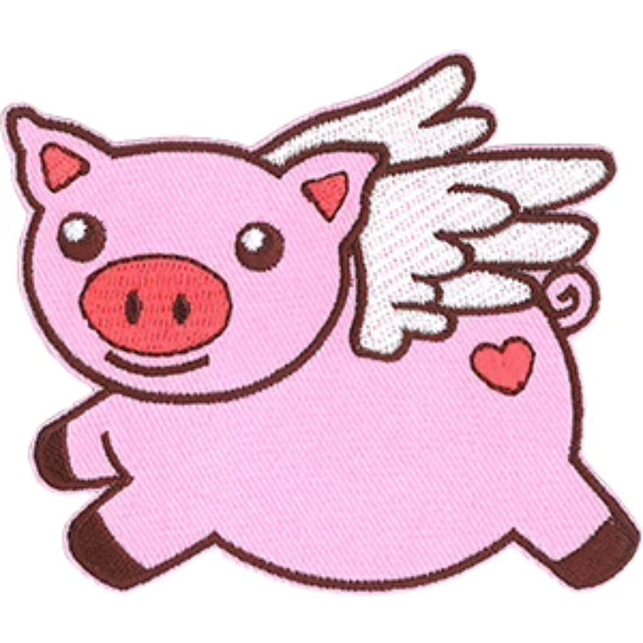 When Pigs Fly Patch - 3.5x3 Inch - Funny Embroidered Patch Applique Craft Supply