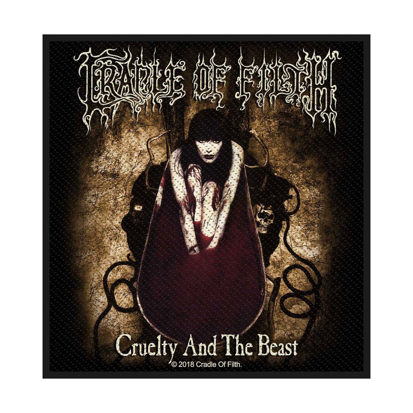 CRADLE OF FILTH Cruelty and the Beast Patch - Approx 4x4 Inch - Cradle Of Filth Embroidered Patch Applique - Officially Licensed