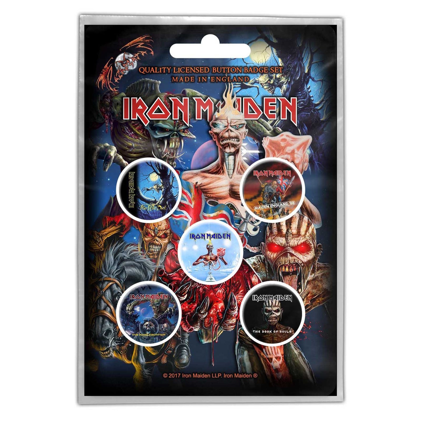 IRON MAIDEN Button Badge 5 Piece Set - Each Badge Approx 1 Inch - Iron Maiden Later Albums - Pinback Badge Button Pack Set