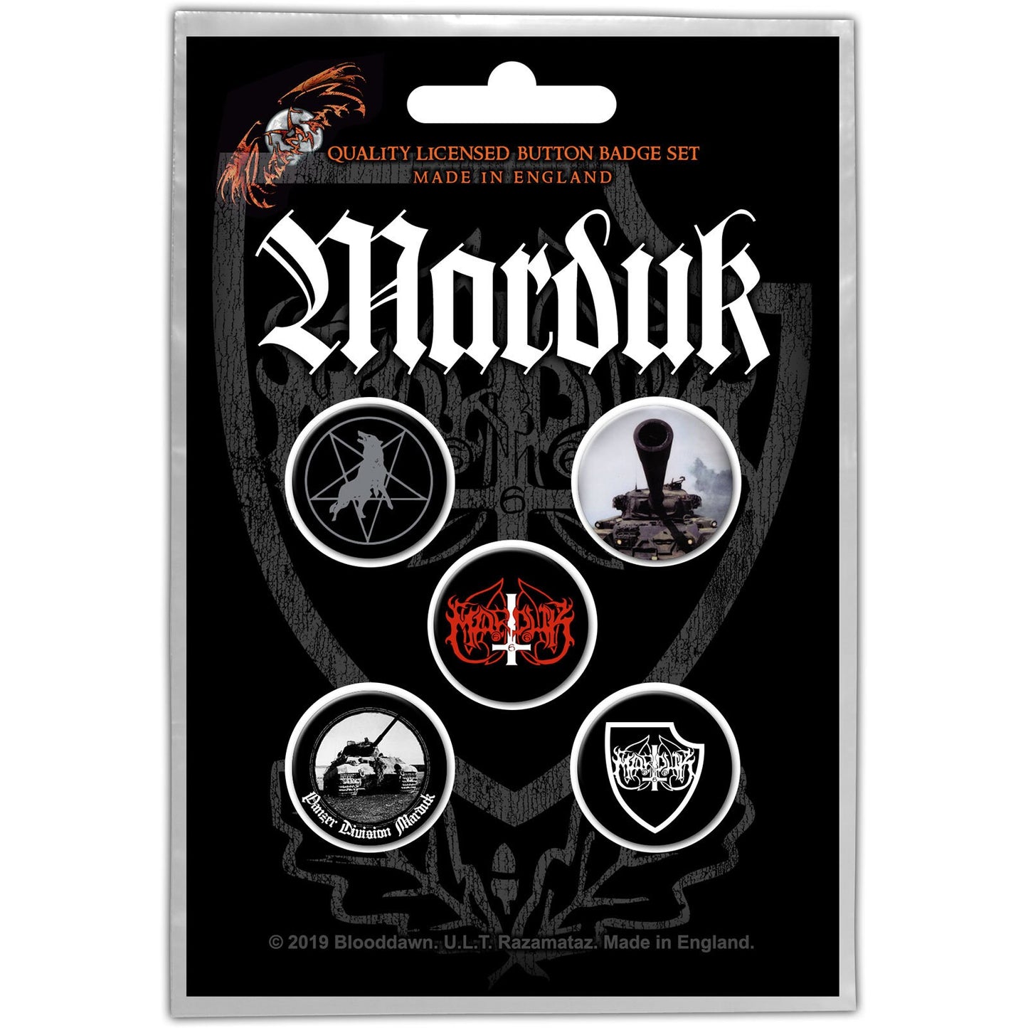 MARDUK Button Badge 5 Piece Set - Each Badge Approx 1 Inch - Marduk Panzer Division - Pinback Badge Button Pack Set - Craft Supply