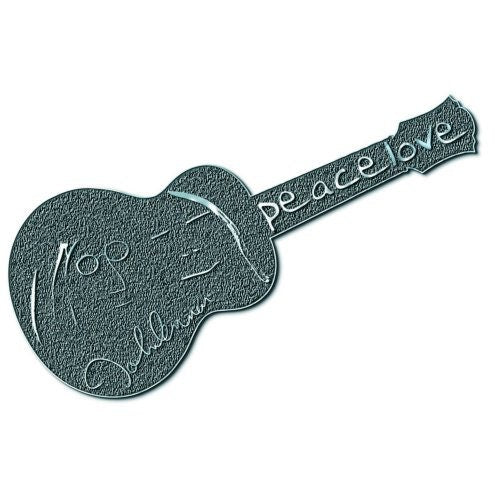 JOHN LENNON Cast Metal Pin Badge - Approx 1 Inch - Lennon Peace & Love Guitar - Pinback Badge Button Lapel With Butterfly Clutch Attachment