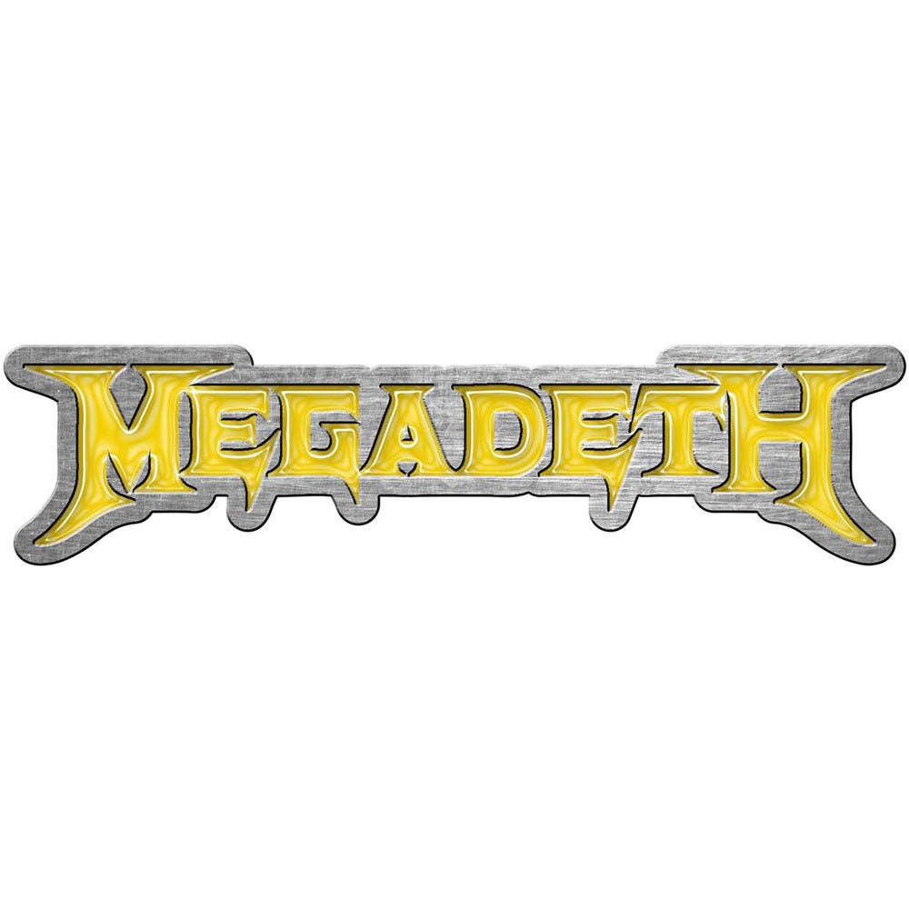 MEGADETH Enamel Metal Pin Badge - Approx 1 Inch - Megadeth Yellow Logo - Pinback Badge Button Lapel With Butterfly Clutch Attachment
