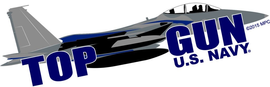 U.S. NAVY Top Gun Vinyl Decal Sticker - 8x3 Inch - United States Navy USN Fighter Jet Clear Decal For Car Truck Window Vehicle Military