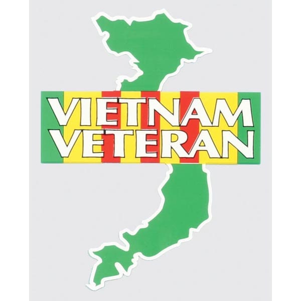 Vietnam Veteran on Campaign Ribbon Vinyl Decal Sticker - 4x5 Inch - United States Military Vietnam Vet Clear Decal Car Truck Window Vehicle