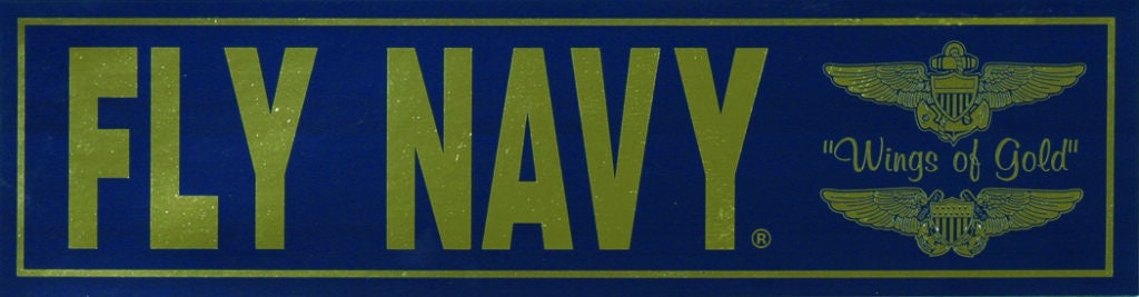 FLY NAVY Aviator Badge Metallic Bumper Sticker Decal - 11.5x3 Inch - U.S. Navy Naval Flight Officer Military Sticker Decal Craft Supply