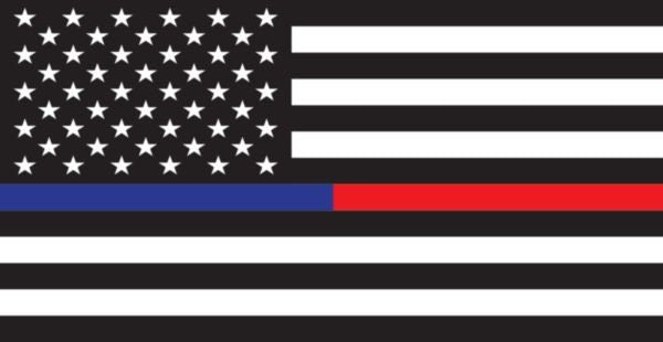 American Flag Thin Blue & Thin Red Line Vinyl Decal Sticker - 4.5x2.3 Inch - Police Fire Clear Decal Car Truck Window Vehicle Craft Supply