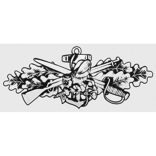 Seabee Combat Warfare Specialist Badge Enlisted Vinyl Decal Sticker - 5.7x2.5 Inch - United States Navy Clear Decal Window Vehicle Military
