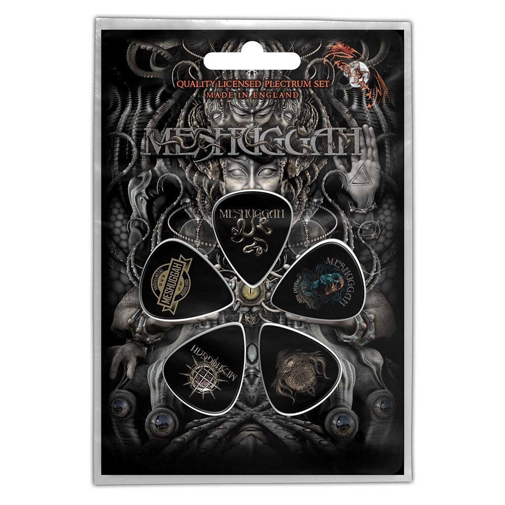 MESHUGGAH Guitar Pick 5 Piece Set - Meshuggah Musical Deviance Swedish Extreme Metal Band - Plectrum Set Craft Supply - Officially Licensed
