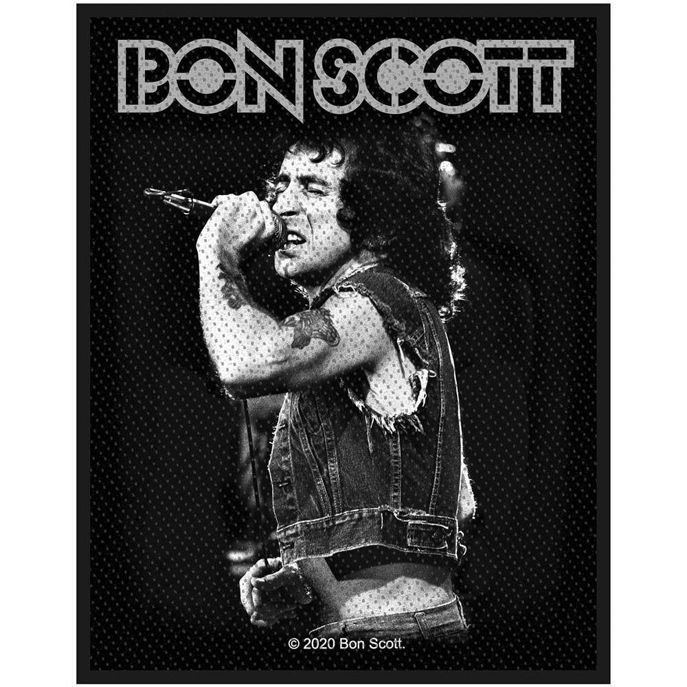 BON SCOTT Singing Patch - Approx 4x3 Inch - Bon Scott Embroidered Patch Applique Craft Supply - Officially Licensed