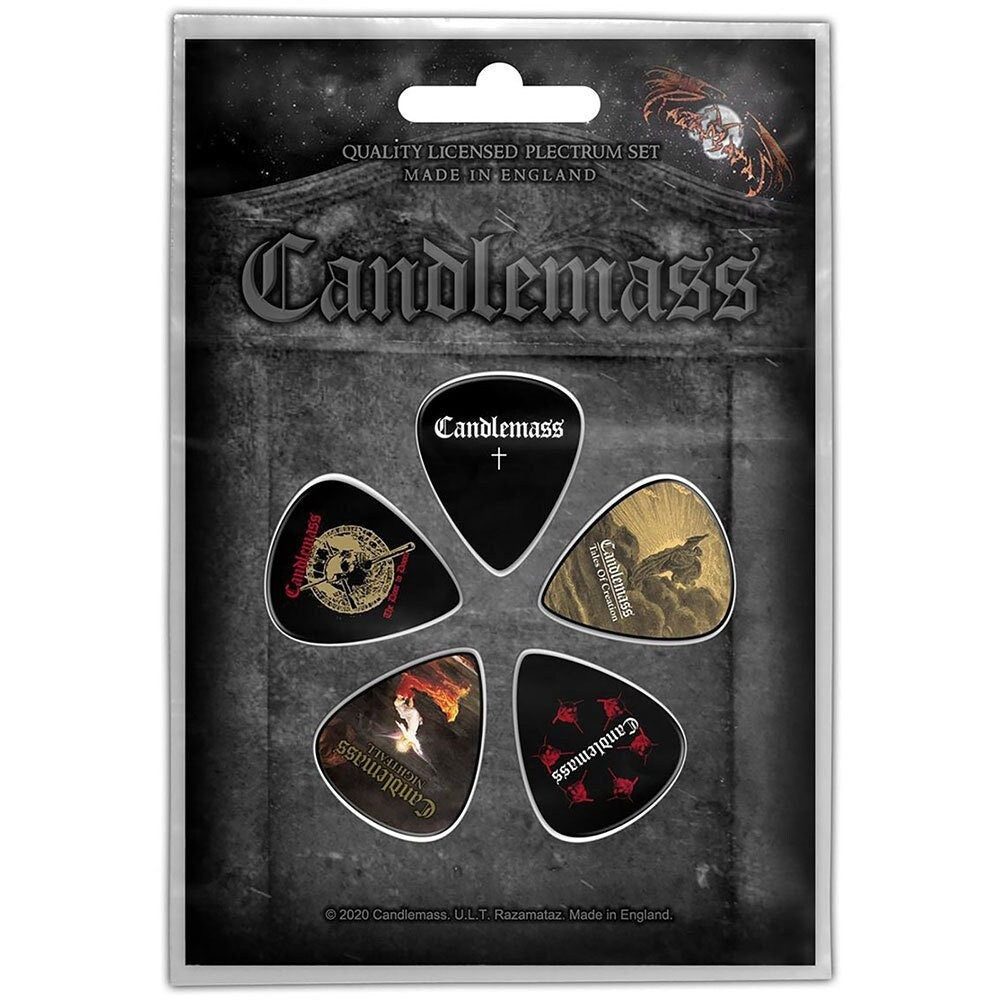 CANDLEMASS Guitar Pick 5 Piece Set - Candlemass Gravestone Swedish Epic Doom Metal Band - Plectrum Set Craft Supply - Officially Licensed
