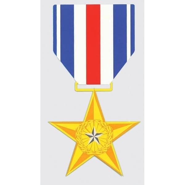 Silver Star Medal Vinyl Decal Sticker - 3.25x5.5 Inch - United States Valor Combat Medal Award Clear Decal Car Truck Window Vehicle Military