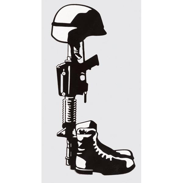 Battlefield Cross Vinyl Decal Sticker - 3x5.75 Inch - War Fallen Soldier Battlefield Cross Clear Decal Car Truck Window Vehicle Military