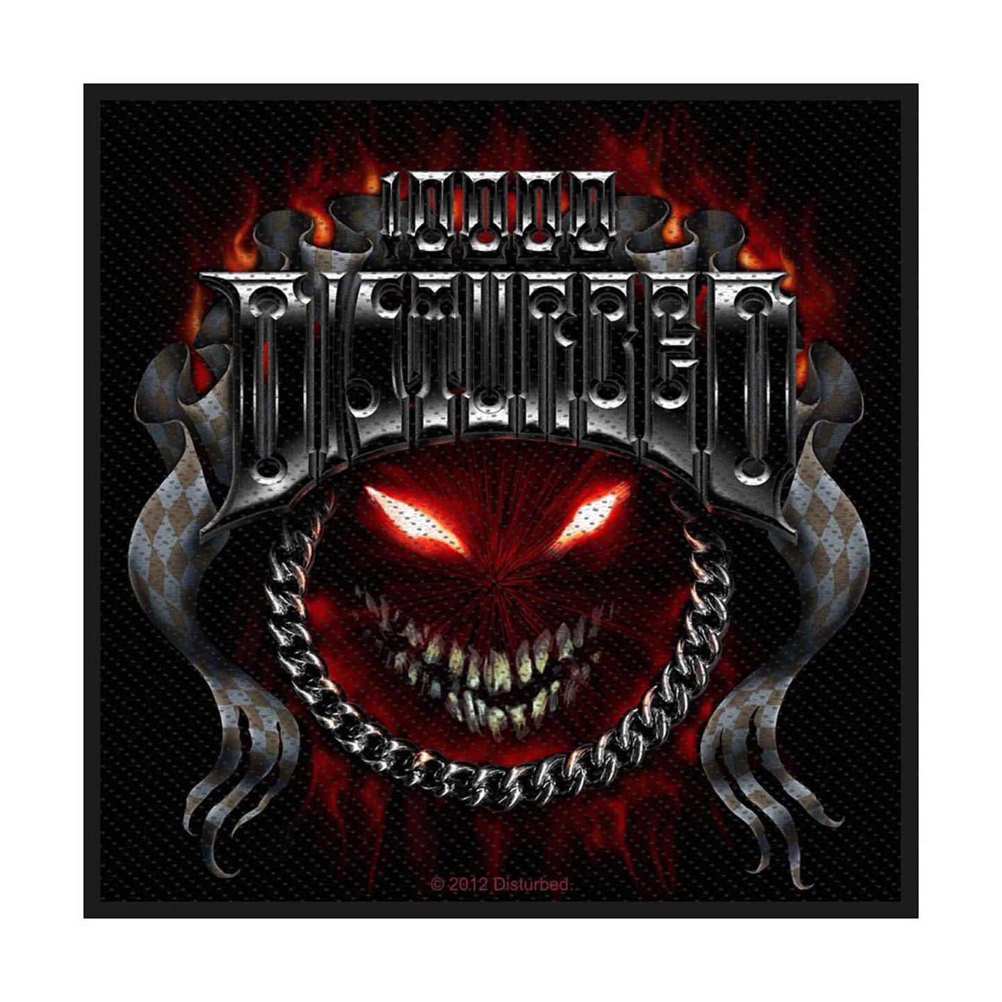 DISTURBED Band Patch - 4x1.5 Inch - Disturbed Chrome Smile Embroidered Patch Applique - Officially Licensed