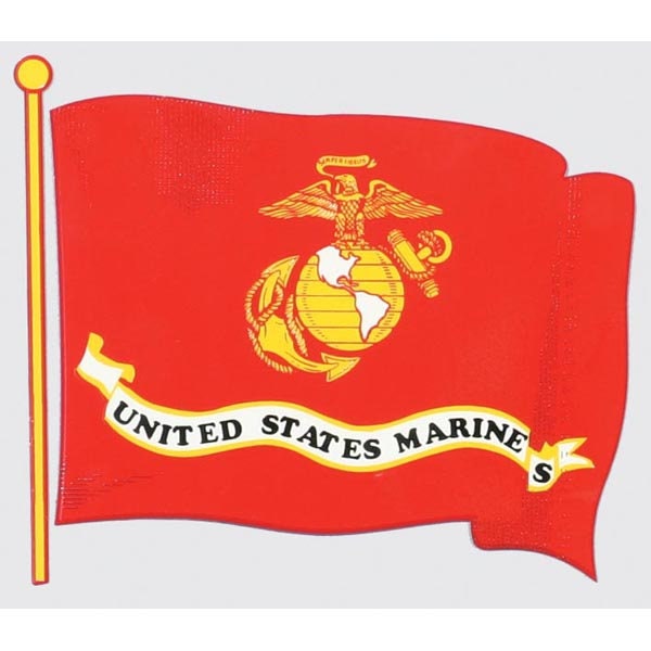 United States Marines Flag Vinyl Decal Sticker - 4.75x4.25 Inch - USMC Marines Clear Decal Car Truck Window Vehicle Military Craft Supply
