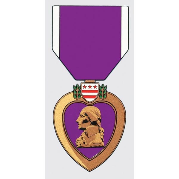 Purple Heart Medal Vinyl Decal Sticker - 2.75x5.75 Inch - United States Armed Forces Award Clear Decal Car Truck Window Vehicle Military