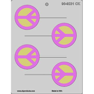 PEACE SIGN Sucker Lolly Chocolate Candy Mold -- Peace Symbols Dove Anti War Hippie Craft Supply