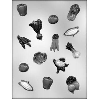 VEGETABLES Chocolate Candy Mold -- Pepper Corn Onion Lettuce Peas Beets Craft Supply