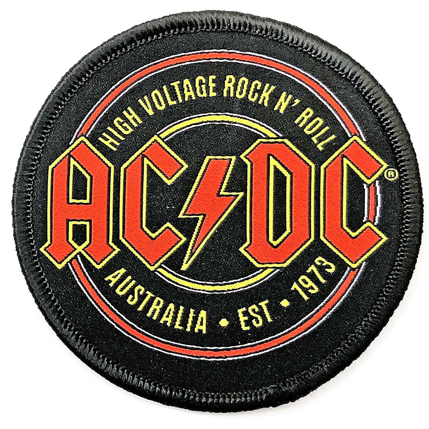 ACDC High Voltage Patch - 3 Inch - AC/DC Australia 1973 Rock Band - Embroidered Patch Applique Craft Supply - Officially Licensed!