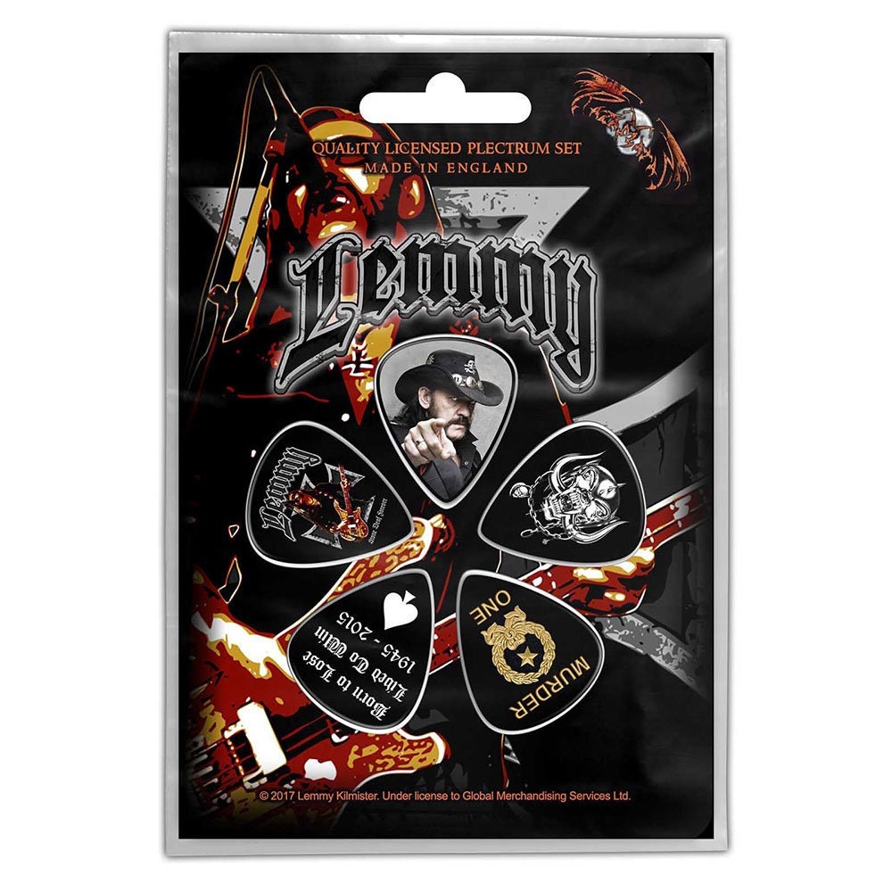 LEMMY Guitar Pick 5 Piece Set - Lemmy Kilmister Stone Death Forever Motörhead Rock Band - Plectrum Set Craft Supply - Officially Licensed
