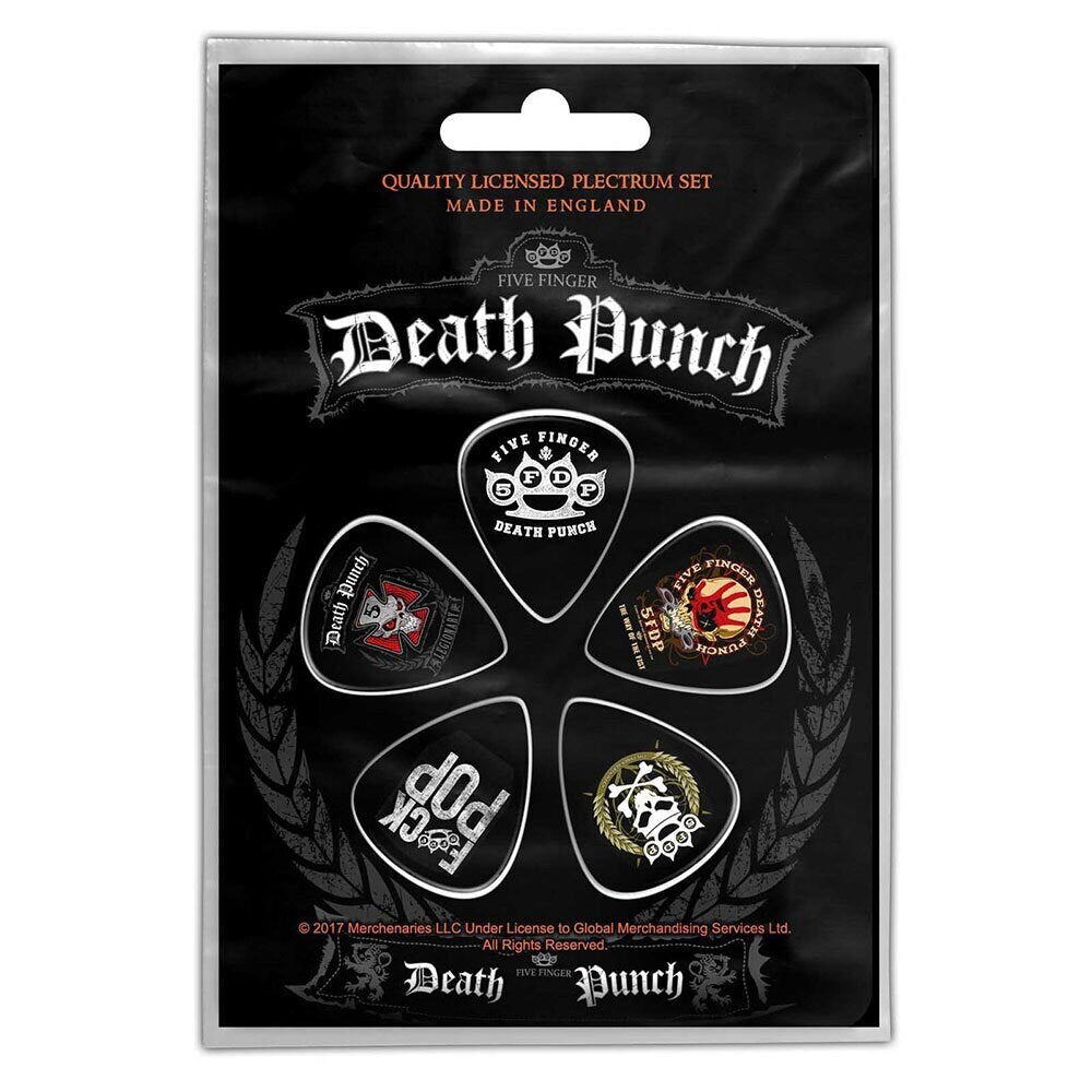 Five Finger Death Punch Guitar Pick 5 Piece Set - 5FDP Logos FFDP Heavy Metal Band - Plectrum Set Craft Supply - Officially Licensed