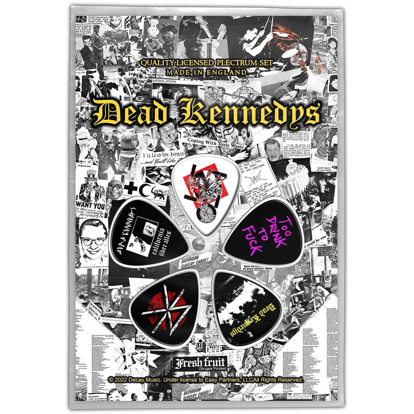 DEAD KENNEDYS Guitar Pick 5 Piece Set - Dead Kennedys Fresh Fruit American Punk Rock Band - Plectrum Set Craft Supply - Officially Licensed