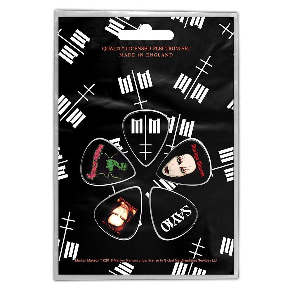 MARILYN MANSON Guitar Pick 5 Piece Set - MM Logo American Rock Musician Rockstar - Plectrum Set Craft Supply - Officially Licensed