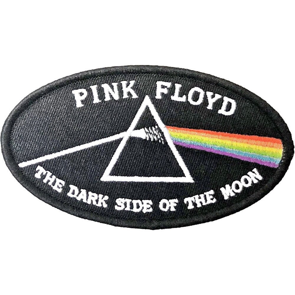 PINK FLOYD Patch - 3.5x2 Inch - Pink Floyd Dark Side of Moon Oval Rock Band Embroidered Patch Applique Craft Supply - Officially Licensed