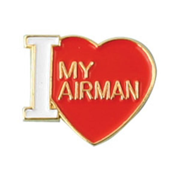I Love (Heart) My Airman Lapel Pin - 0.62 Inch - United States Air Force USAF Enamel Pin Backpack Shirt Trading Button Pinback Craft Supply