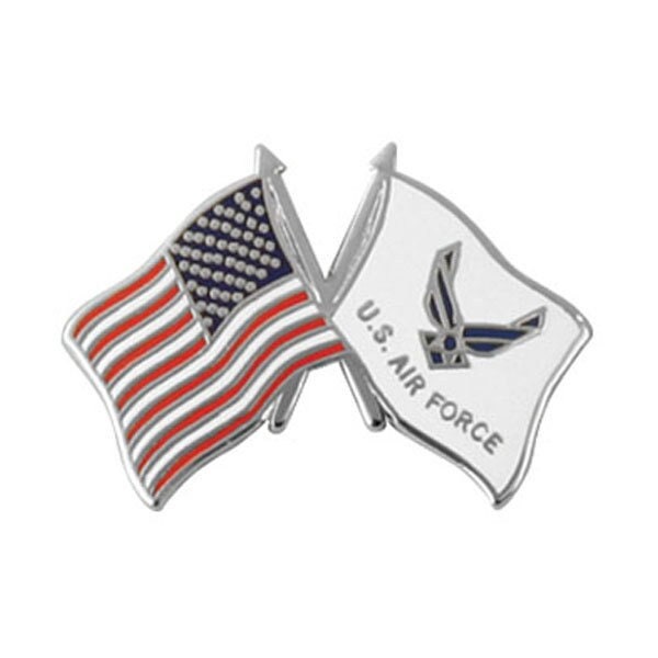 U.S. AIR FORCE American Flag Crossed Flags Lapel Pin - 1 Inch - Usaf Air Force Enamel Pin for Backpack Tie Shirt Trading Button Pinback