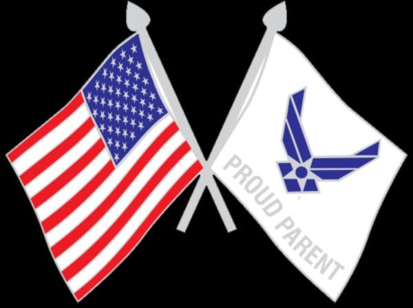 AIR FORCE Symbol with Proud Parent American Flag Crossed Flags Lapel Pin - 1 Inch - USAF Air Force Enamel Pin Shirt Trading Button Pinback