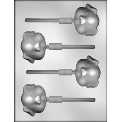HAPPY PIG FACE Sucker Chocolate Candy Mold -- Farm Animal Piglet Piggy Lolly Lollipop Craft Supply