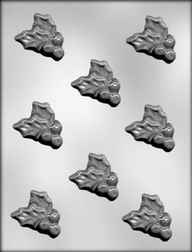 HOLLY WITH BERRIES Chocolate Candy Mold -- Holiday Green Tree Bush Craft Supply
