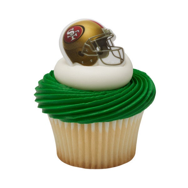 24 SAN FRANCISCO 49ERS Cupcake Rings NFL Cake Toppers for Birthday Party Decoration Craft Supply