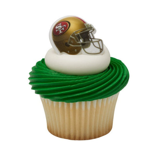 24 SAN FRANCISCO 49ERS Cupcake Rings NFL Cake Toppers for Birthday Party Decoration Craft Supply