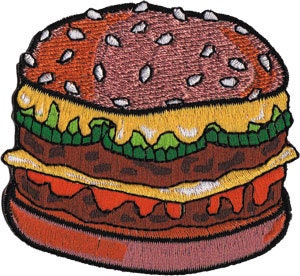 BURGER CHEESEBURGER Patch - 1950's Retro Embroidered Patch Applique