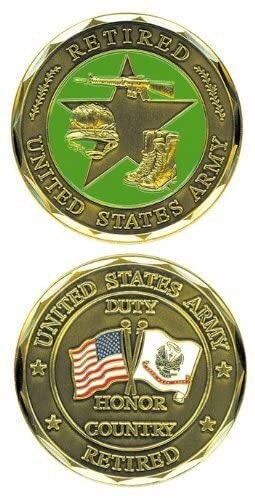 United States Army Retired Challenge Coin - United States Army Military Good Luck Double Sided Collectible Challenge Coin