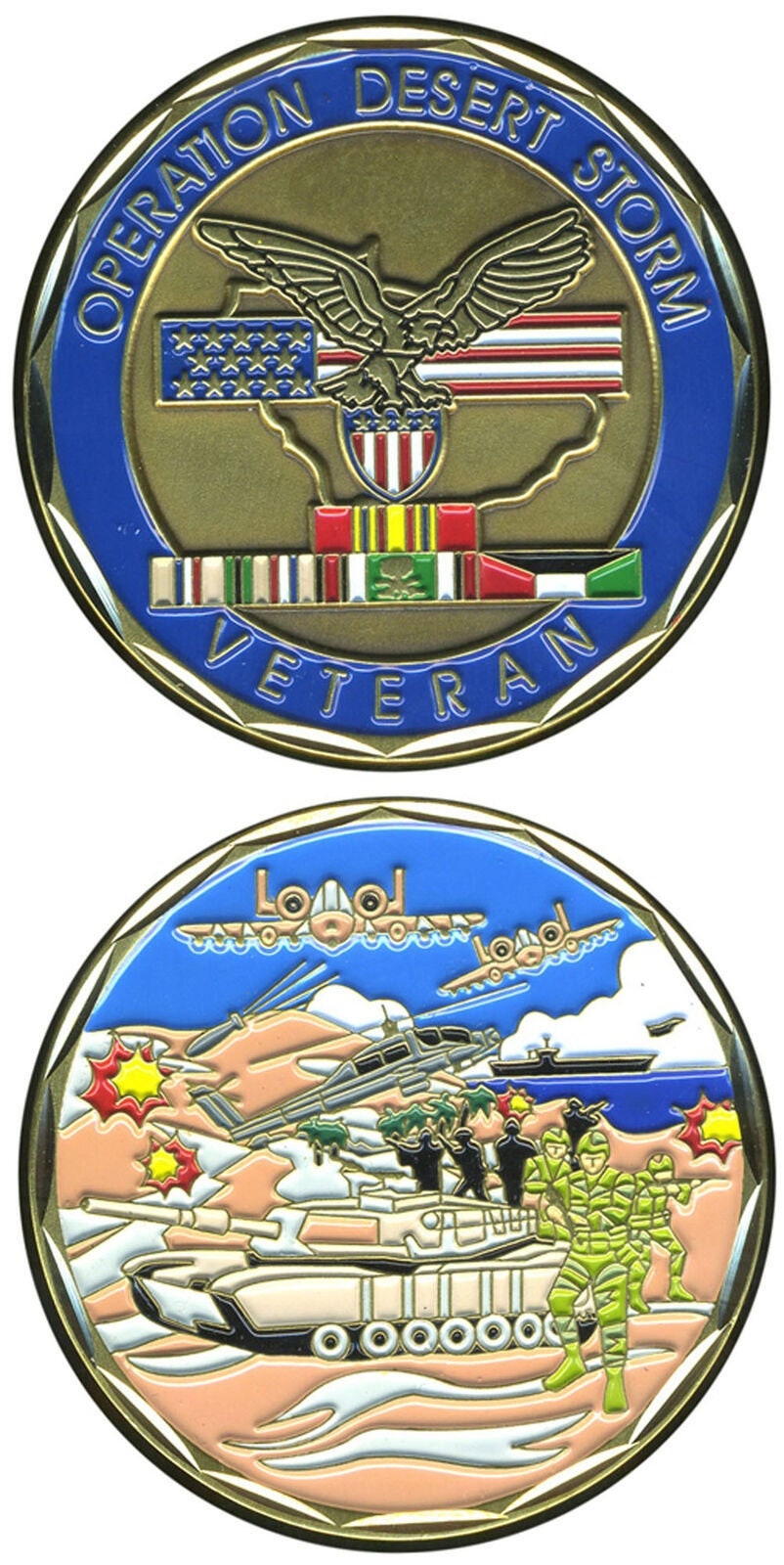 Desert Storm Veteran Challenge Coin - United States Military Good Luck Double Sided Collectible Challenge Coin