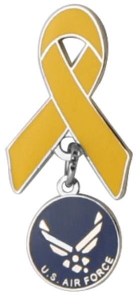 AIR FORCE Symbol with Yellow Ribbon Charm Lapel Pin - 1 Inch - United States Air Force Enamel Pin Shirt Trading Button Pinback Craft Supply