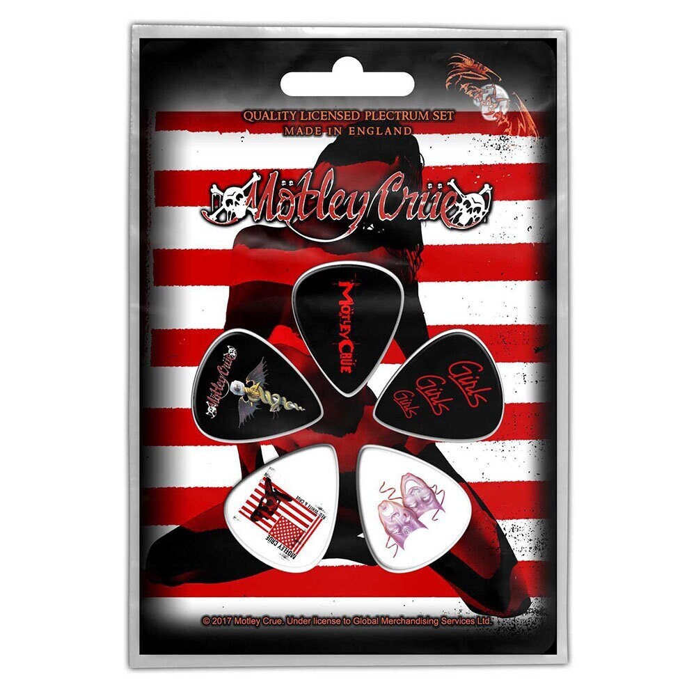 MOTLEY CRUE Guitar Pick 5 Piece Set - Motley Crue Red, White & Crue Heavy Metal Band - Plectrum Set Craft Supply - Officially Licensed